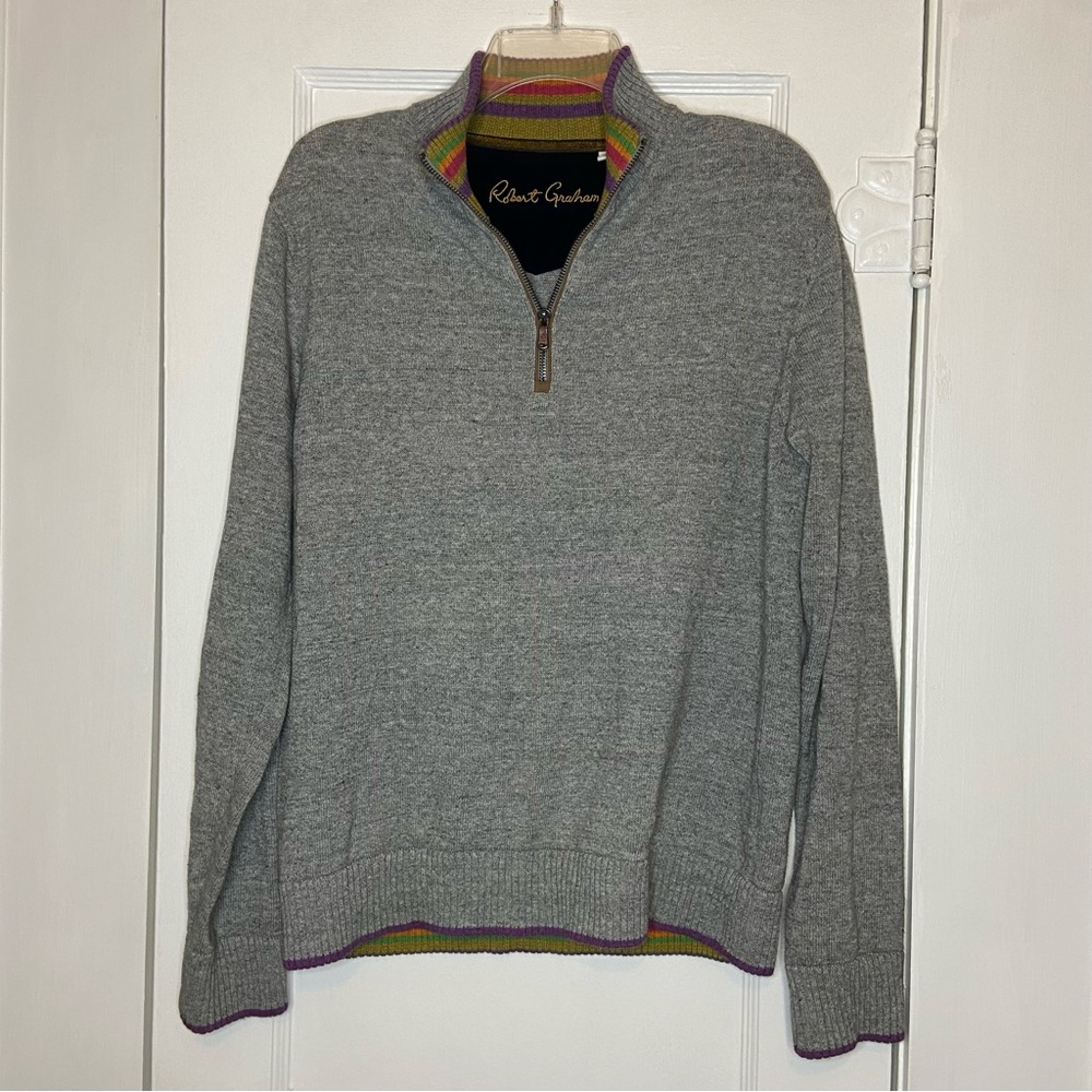 Robert Graham Mardi Gras Calvary Business Casual Quarter Zip Cotton Size Small
